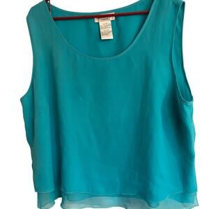 Dress U II by Sharon Turquoise 2X Tank Dressy with Sheer Overlay Minimalist